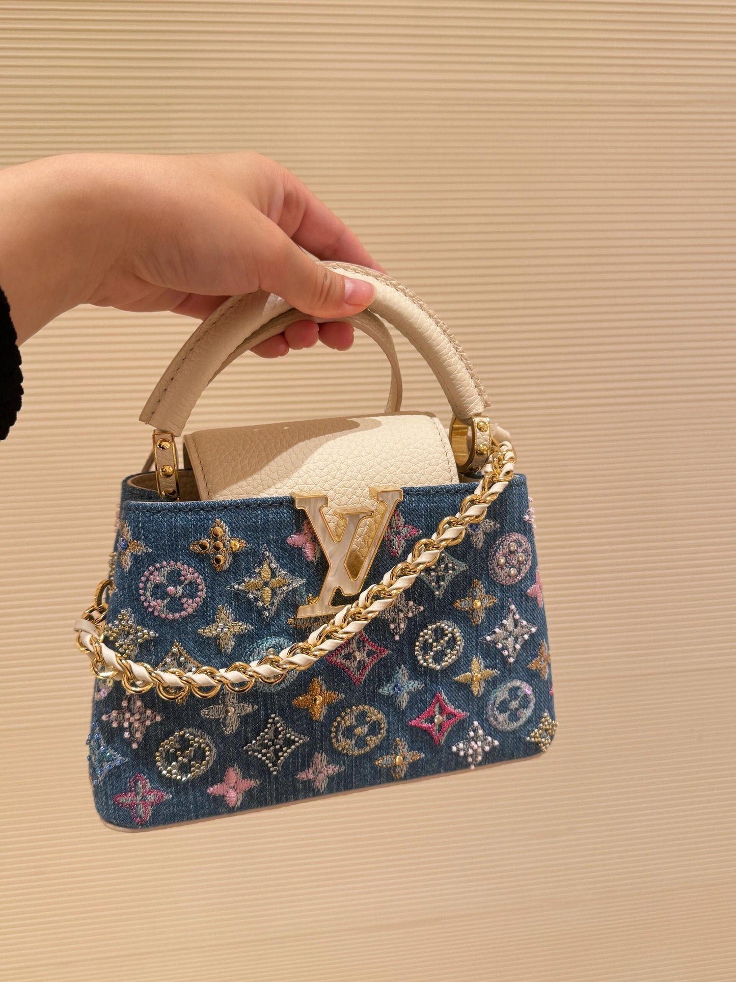 Luksus Denim Pyntet Capucines Mini Bag