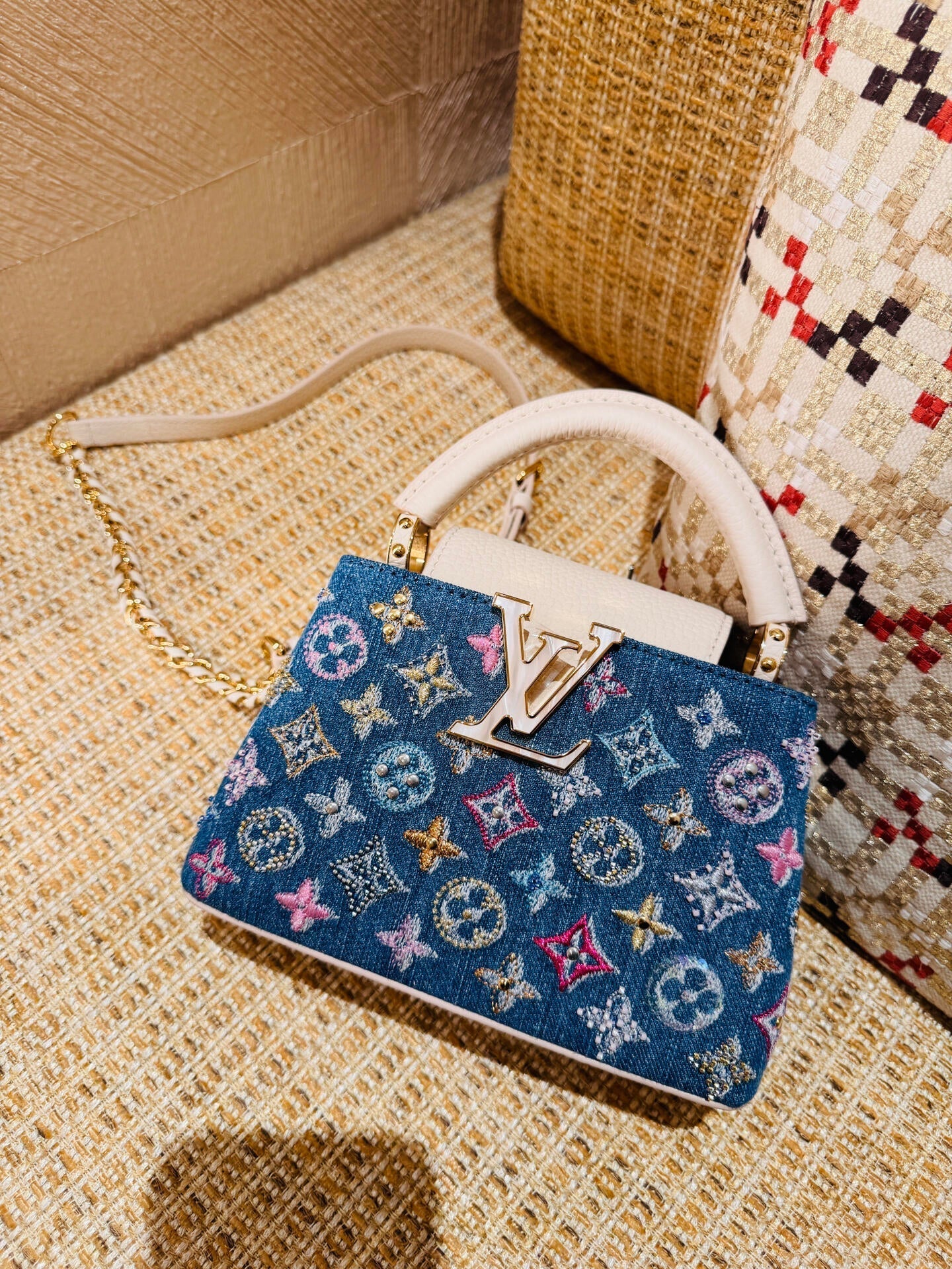 Luksus Denim Pyntet Capucines Mini Bag