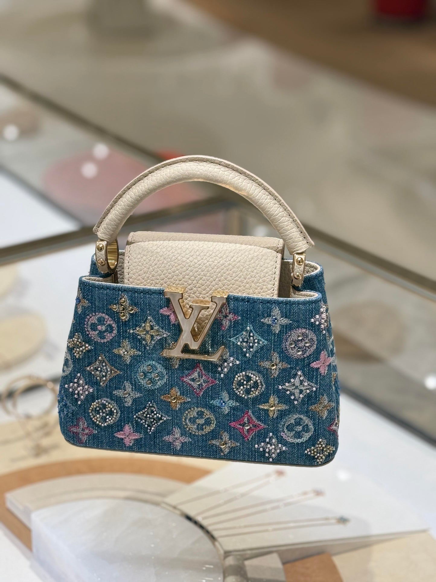 Luksus Denim Pyntet Capucines Mini Bag