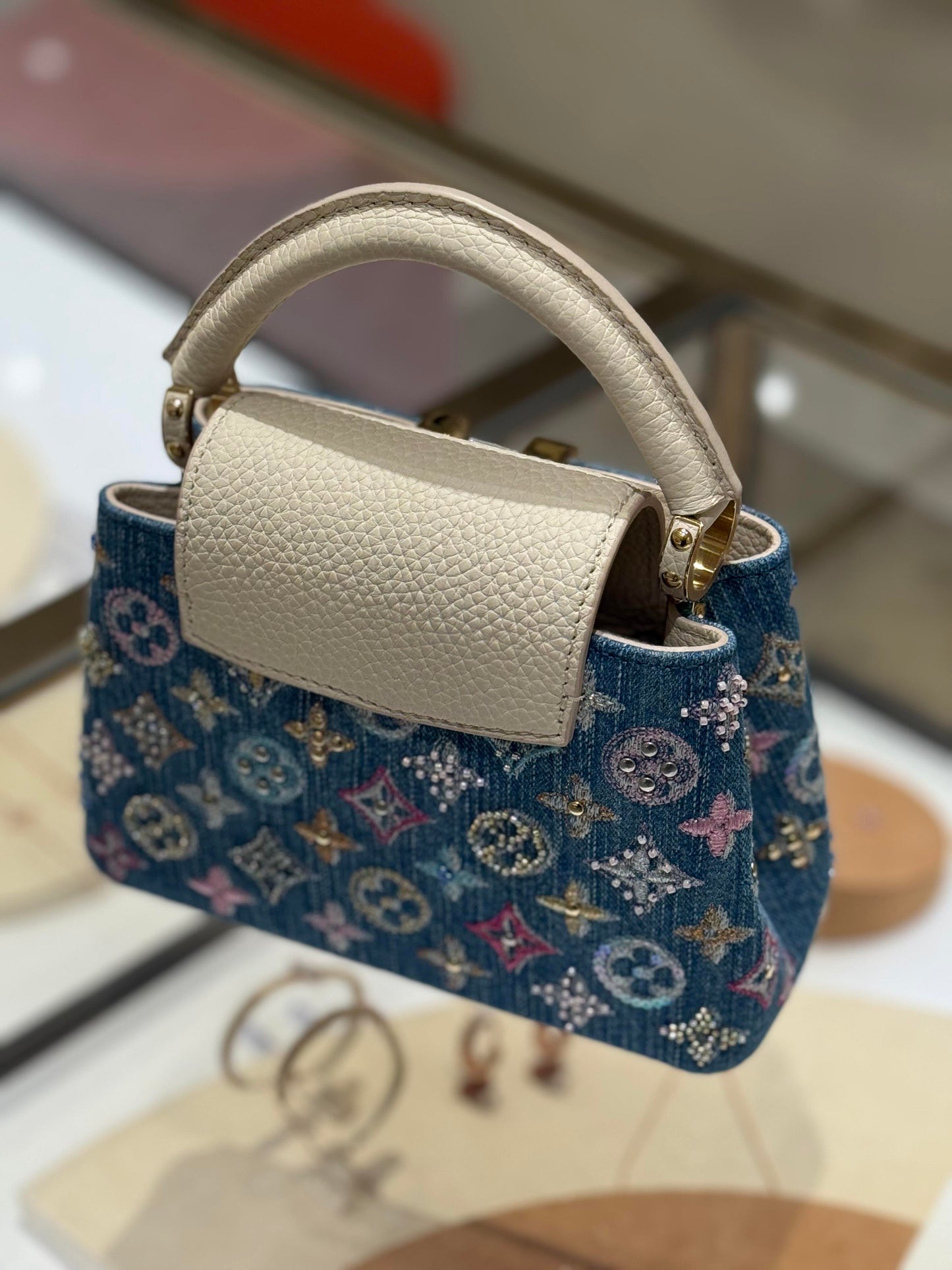 Luksus Denim Pyntet Capucines Mini Bag