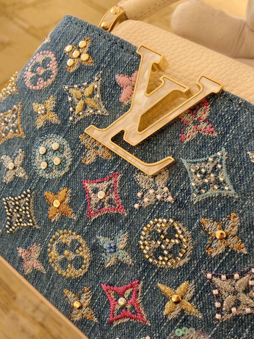 Luksus Denim Pyntet Capucines Mini Bag