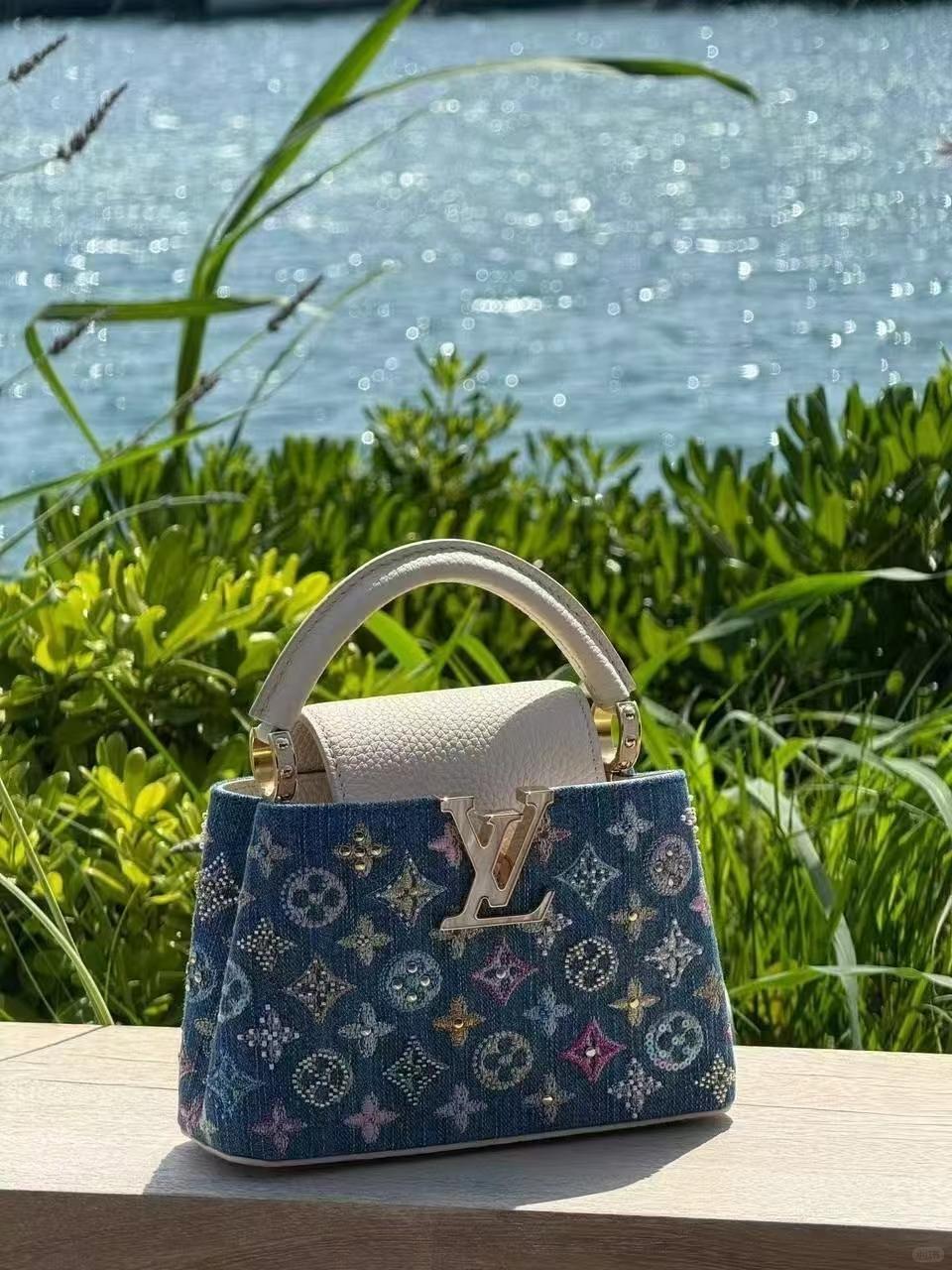 Luksus Denim Pyntet Capucines Mini Bag