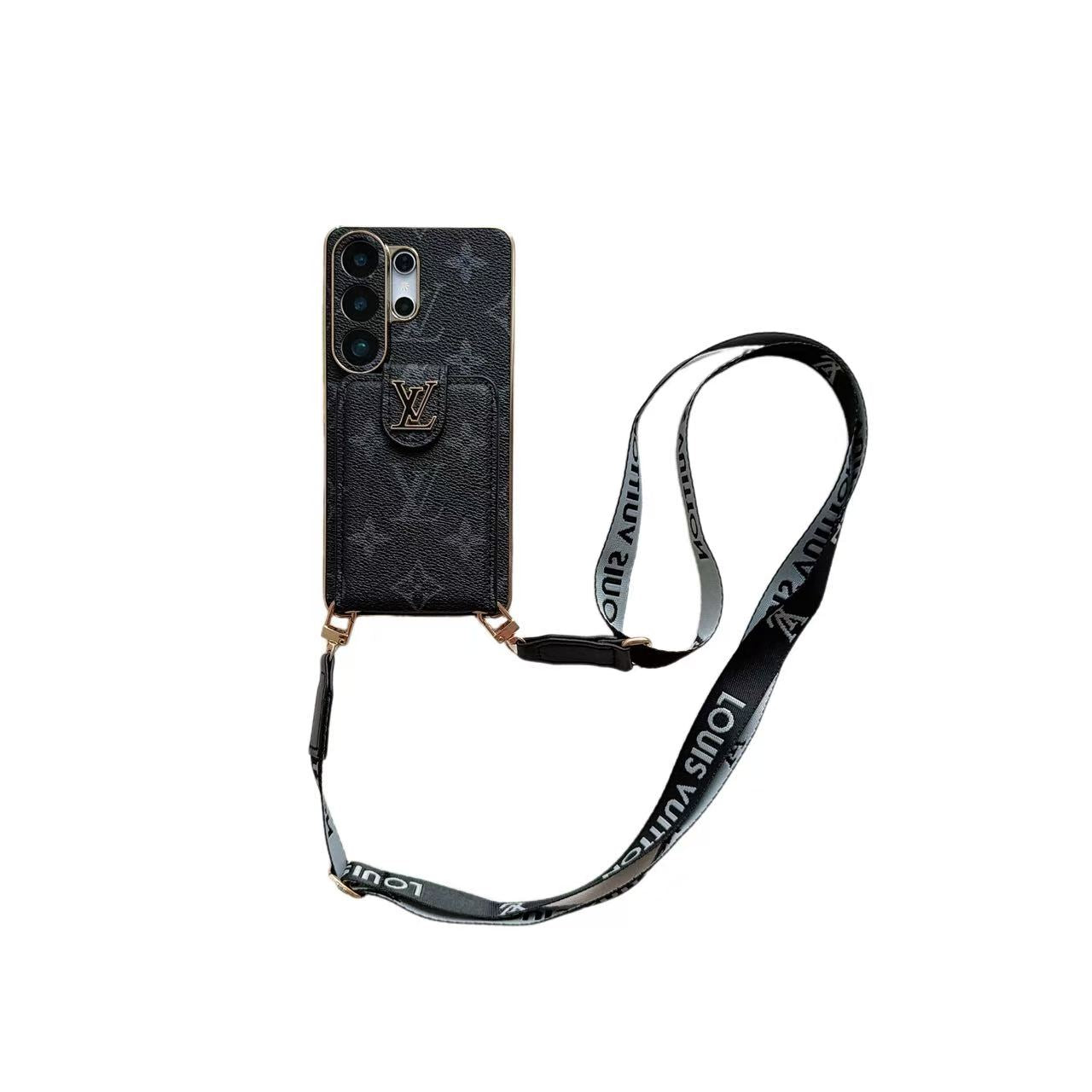 Ylellinen Monogram Crossbody puhelinkotelo korttitaskulla ja olkahihnalla