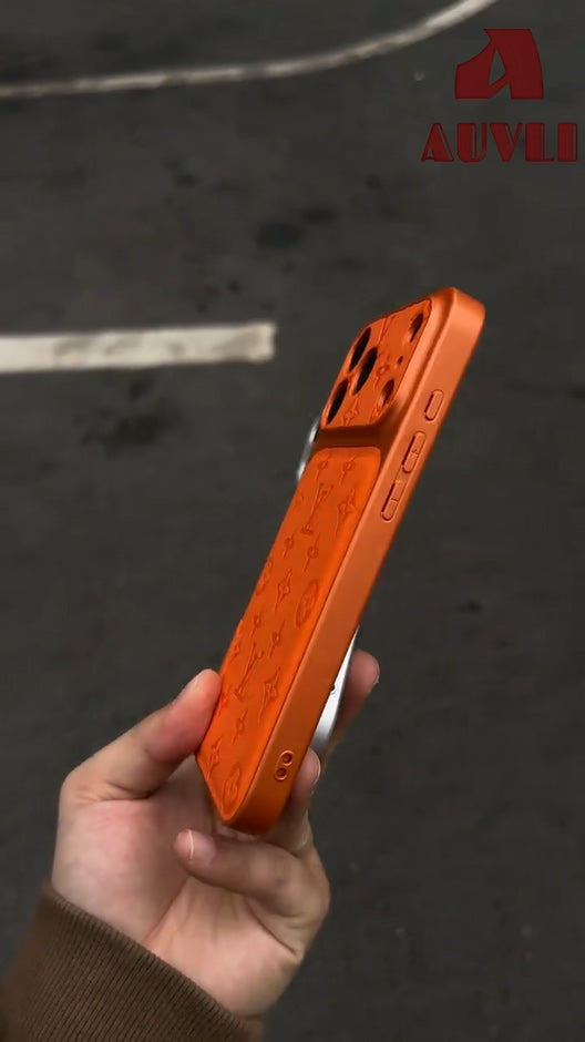 Luxe lederen iPhone-hoesje met reliëfpatroon