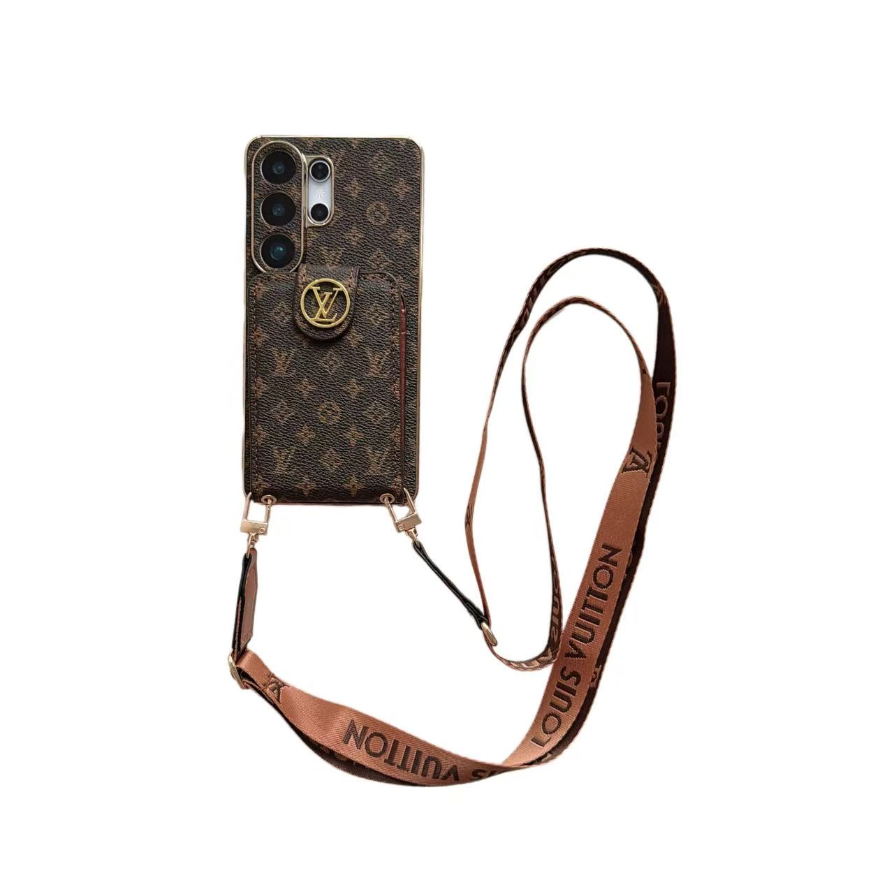 Ylellinen Monogram Crossbody puhelinkotelo korttitaskulla ja olkahihnalla