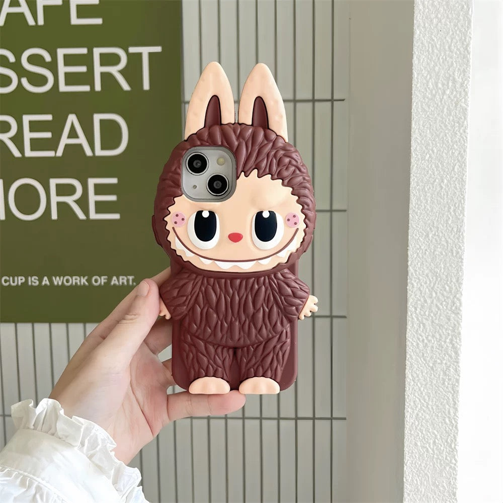 Söpö sarjakuva Labubu Zimomo silikonikotelo | Ruskea vaaleanpunainen - iPhone-kuori