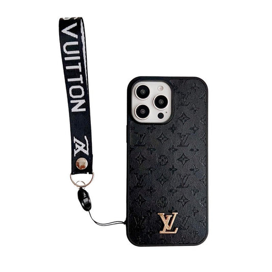 Ylellinen ruskea käsiketjullinen iPhone-kotelo