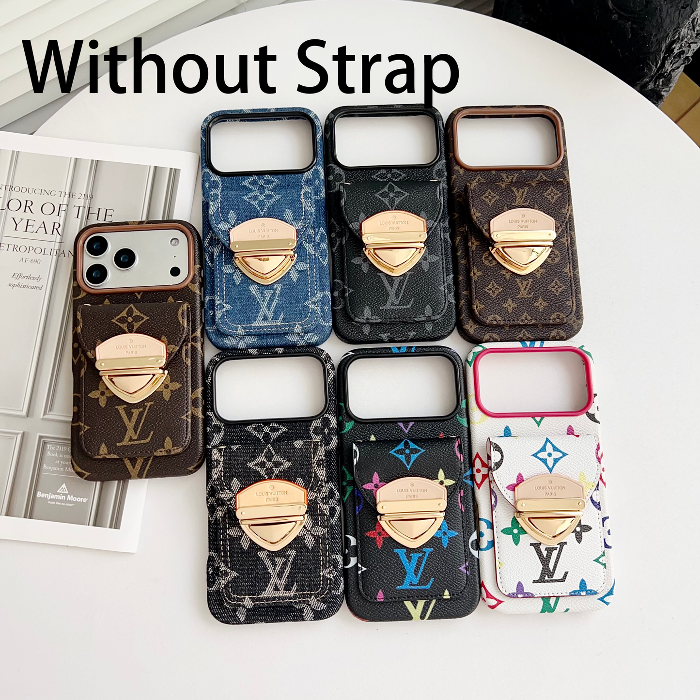 Ylellinen Crossbody iPhone -kotelo korttitaskulla & irrotettavalla hihnalla