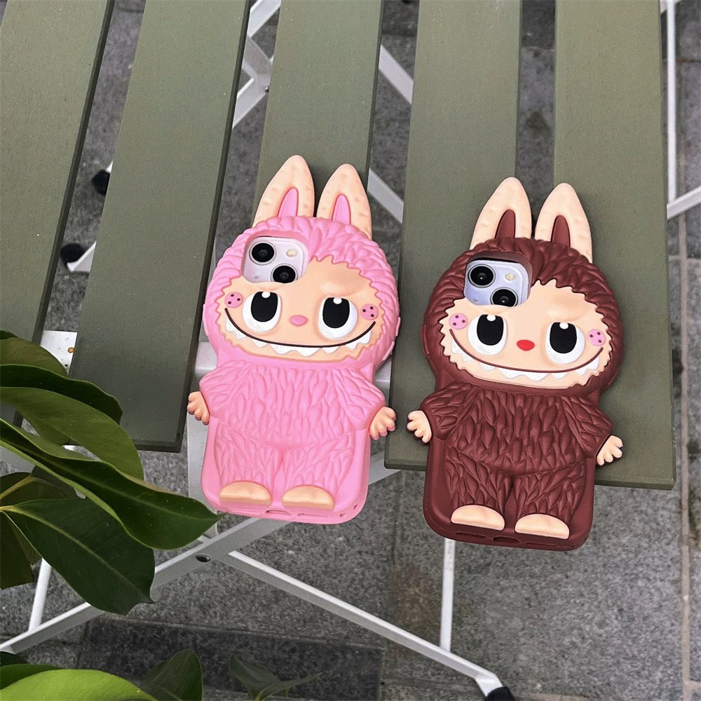 Söpö sarjakuva Labubu Zimomo silikonikotelo | Ruskea vaaleanpunainen - iPhone-kuori