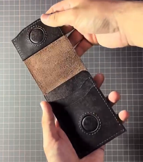 Portefeuille snap en cuir pleine fleur fabriqué à la main vintage