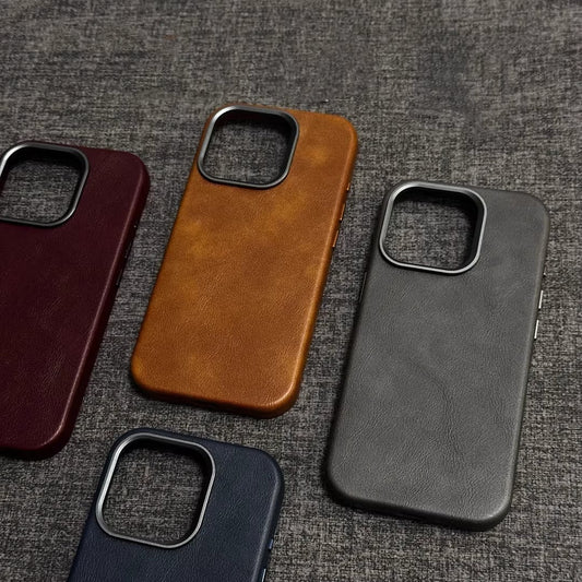 Coque iPhone classique en cuir véritable