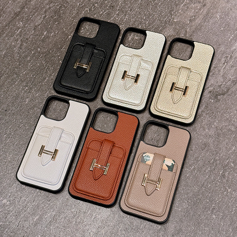 Étui pour iPhone en cuir avec porte-carte H
