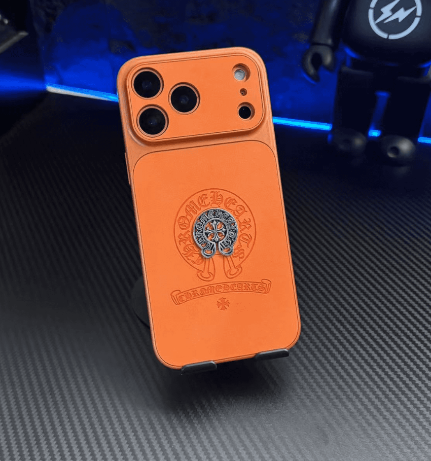 Vintage 3D Chrome Hearts Leather iPhone Case