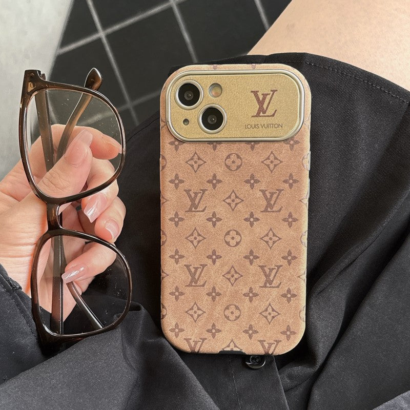 Luxusné hnedé & čierne klasické kožené puzdro na iPhone
