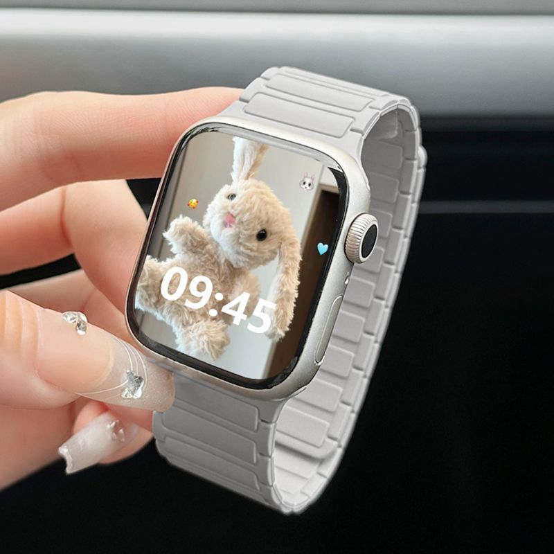 Glacier Grey integrated ceramic Apple Watch strap