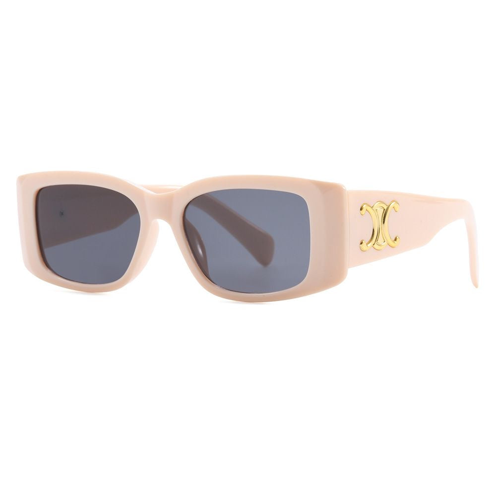 Ochelari de soare retro de lux cu placă aurie