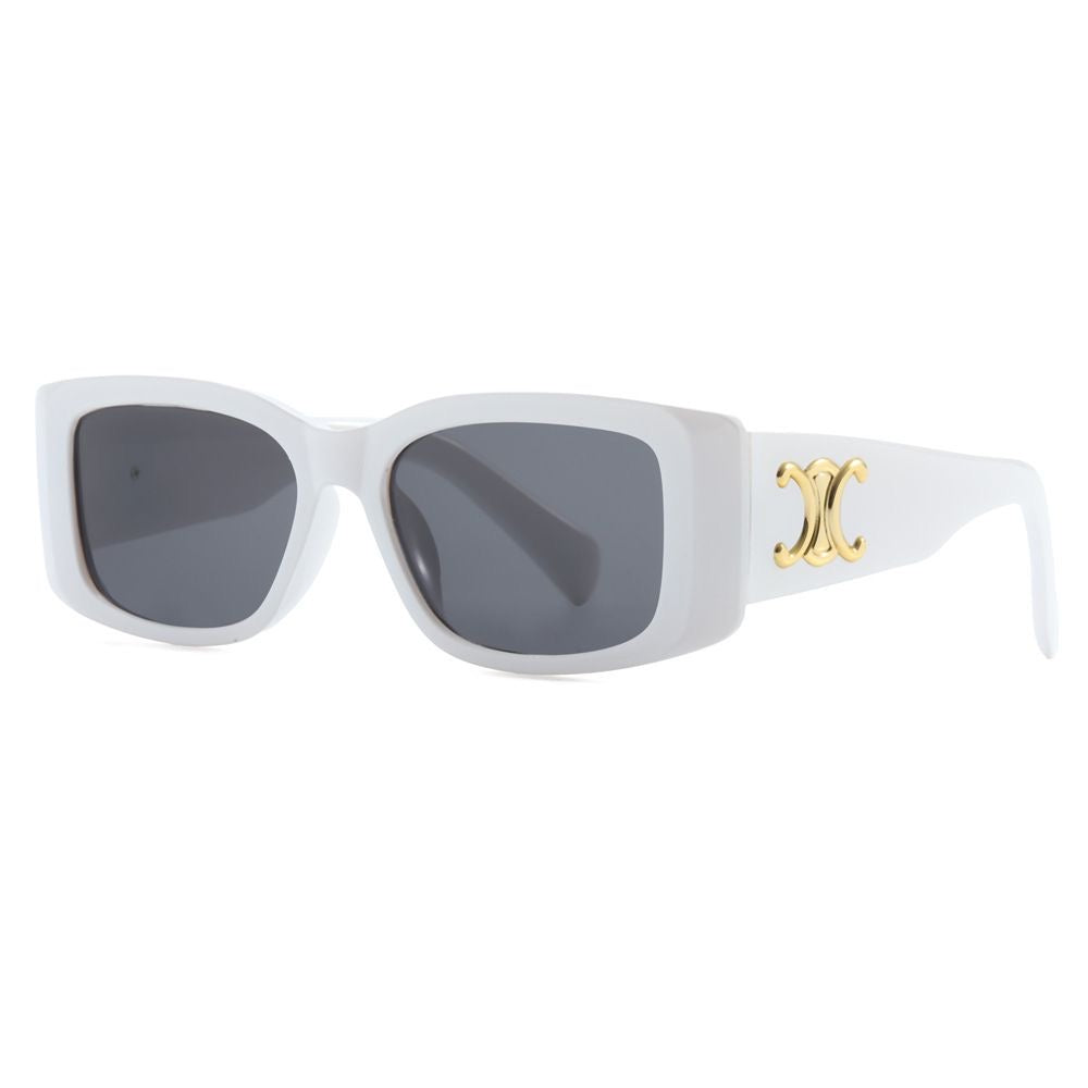 Ochelari de soare retro de lux cu placă aurie