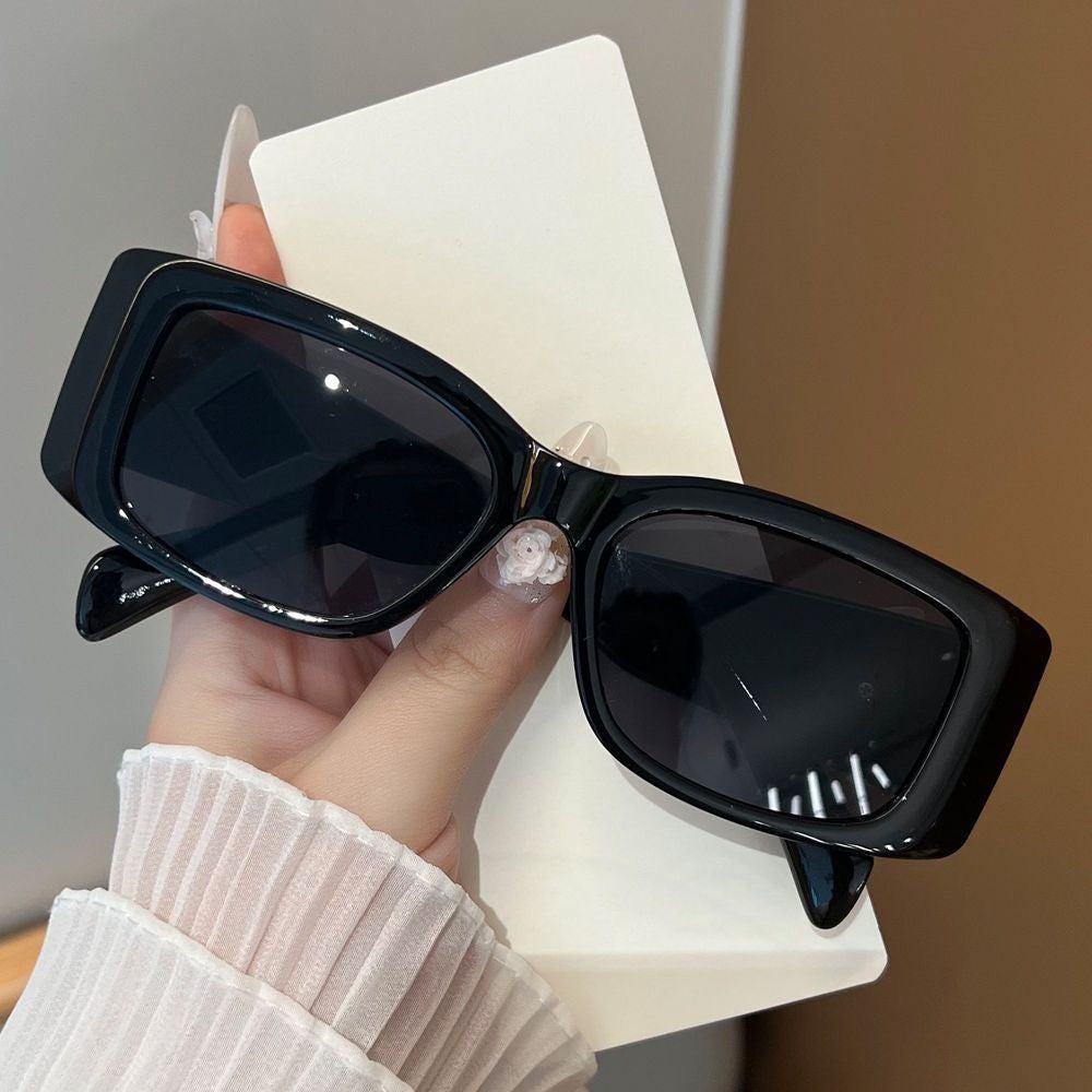 Ochelari de soare retro de lux cu placă aurie