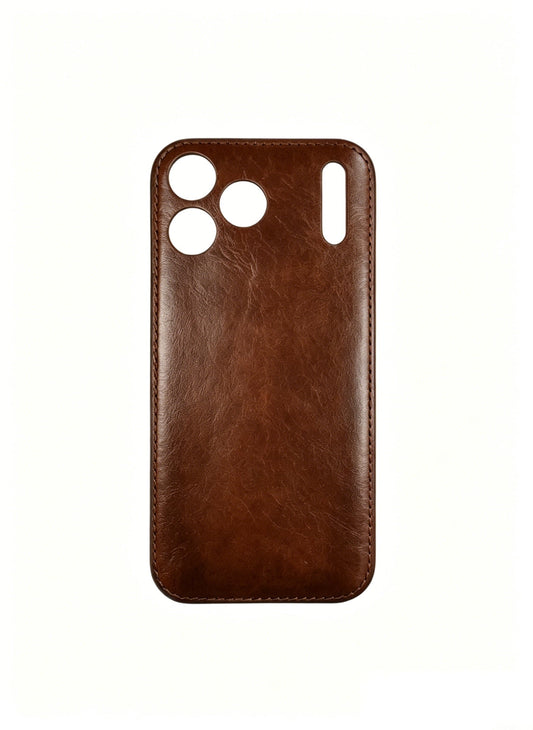 Étui pour iPhone en cuir tanné végétal fabriqué à la main Kakavy – Édition patinée vintage