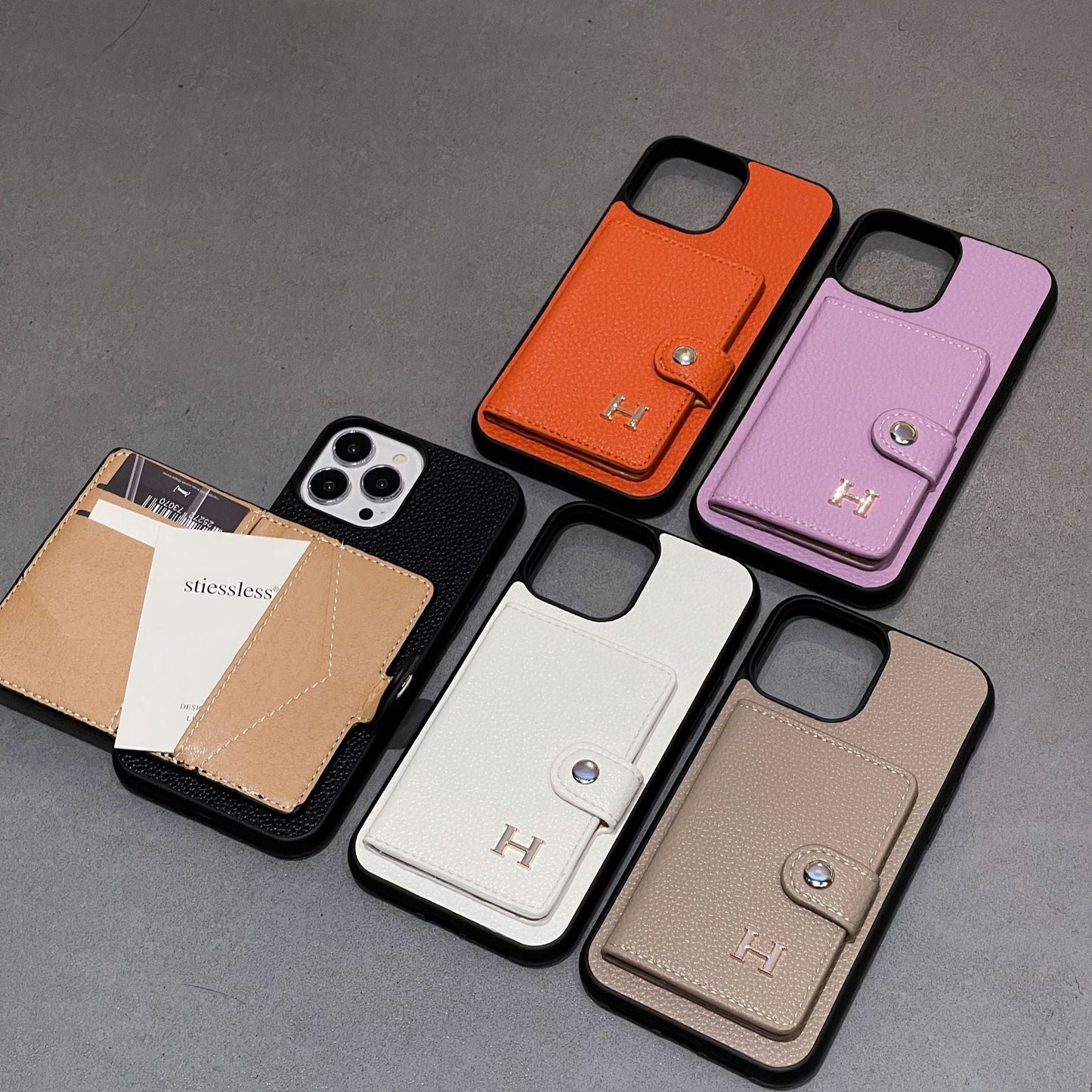 Custodia per iPhone porta carte in pelle H