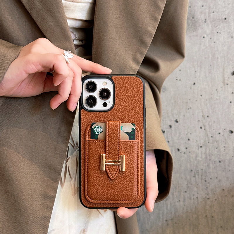 Étui pour iPhone en cuir avec porte-carte H
