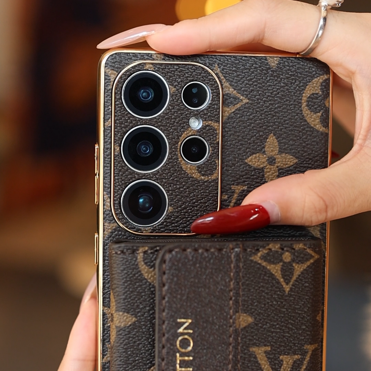 Étui Samsung en cuir de qualité supérieure avec porte-cartes & Dragonne