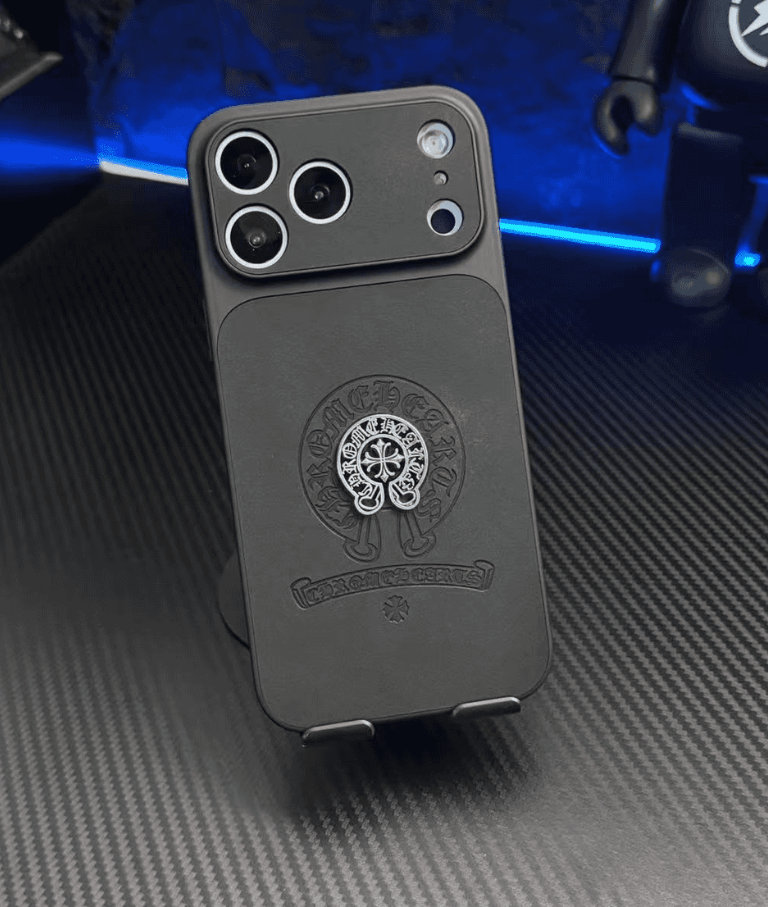 Vintage 3D Chrome Hearts Leather iPhone Case