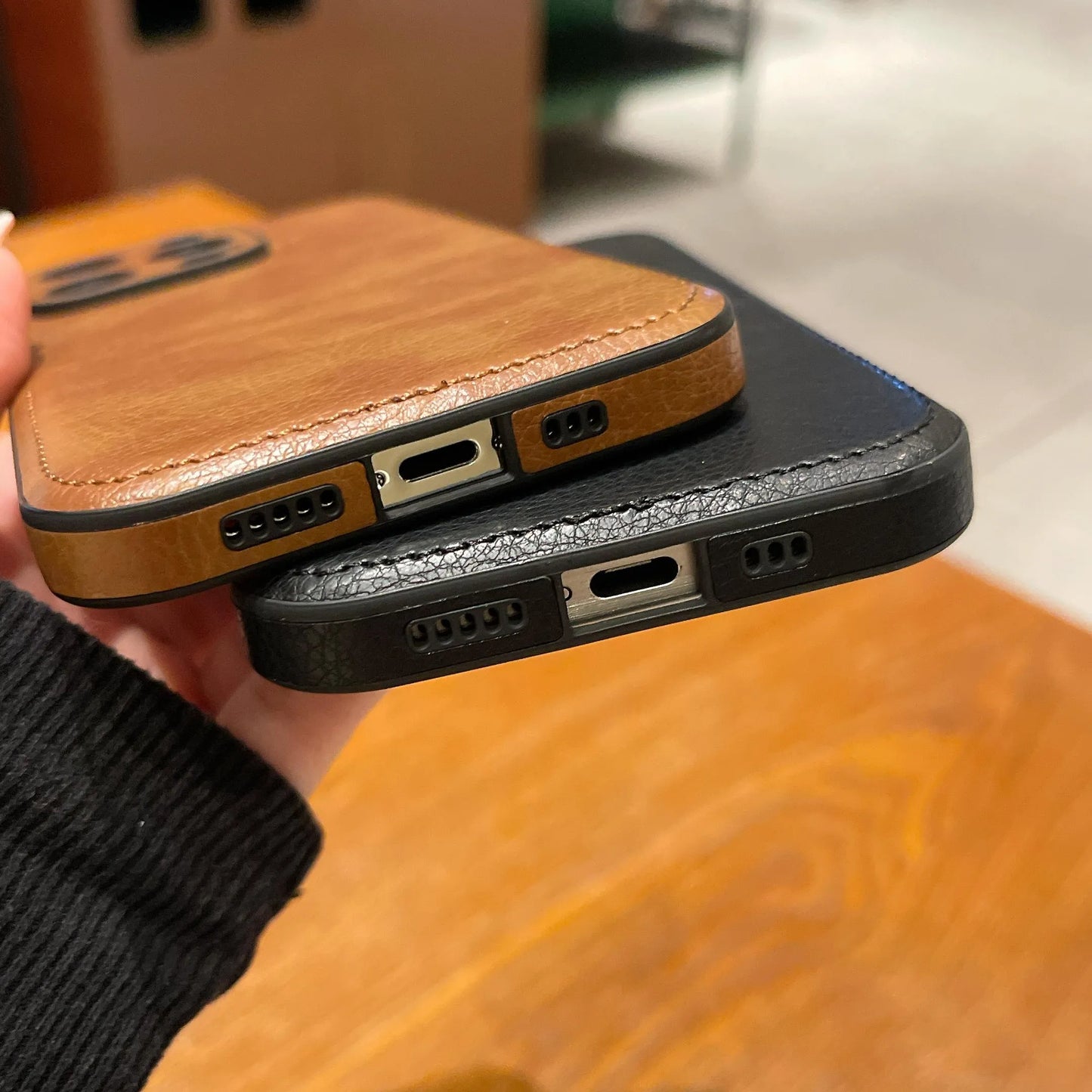 Capa de couro vintage premium para iPhone – capa protetora à prova de choque com toque suave
