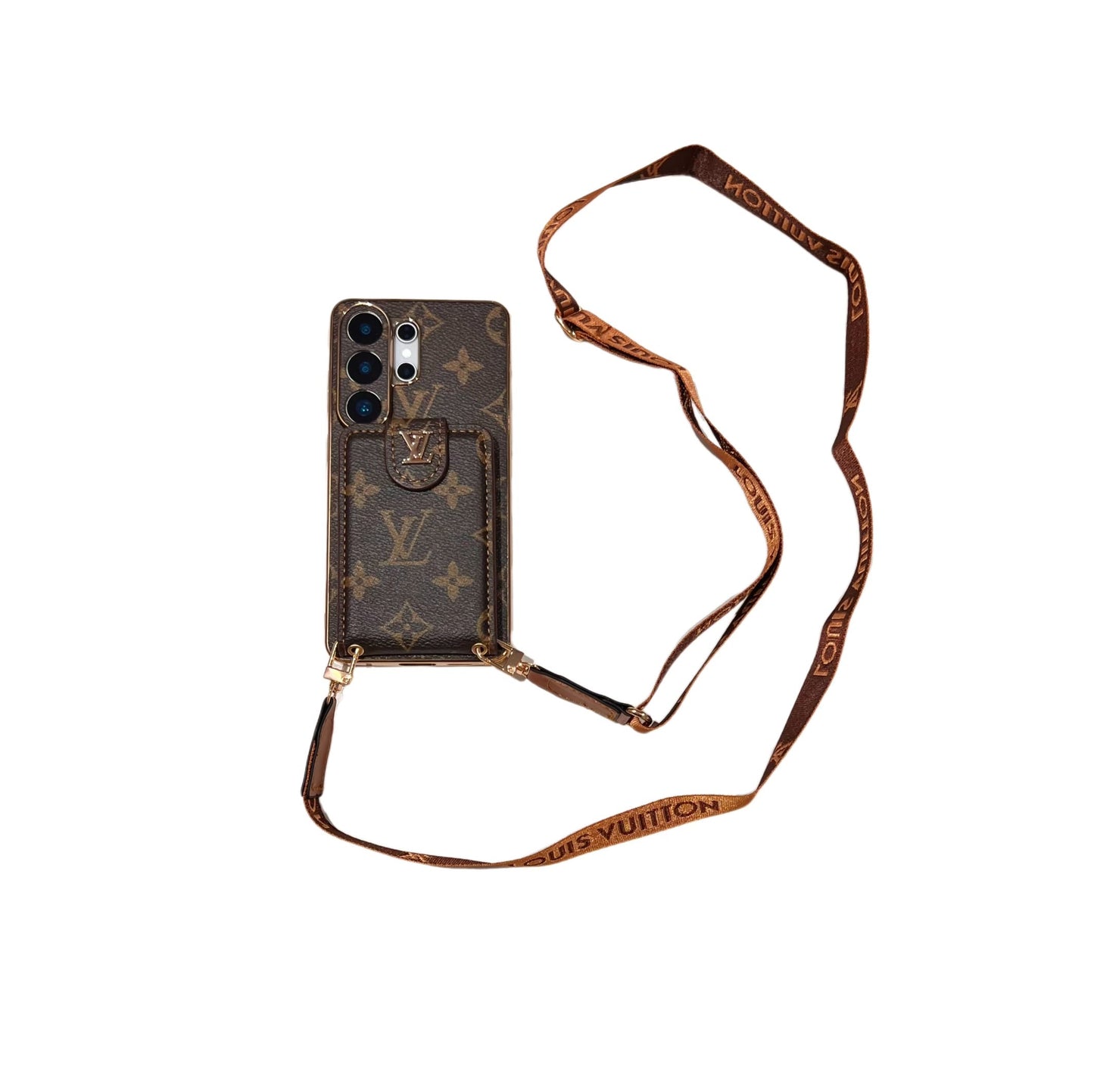 Ylellinen Monogram Crossbody puhelinkotelo korttitaskulla ja olkahihnalla