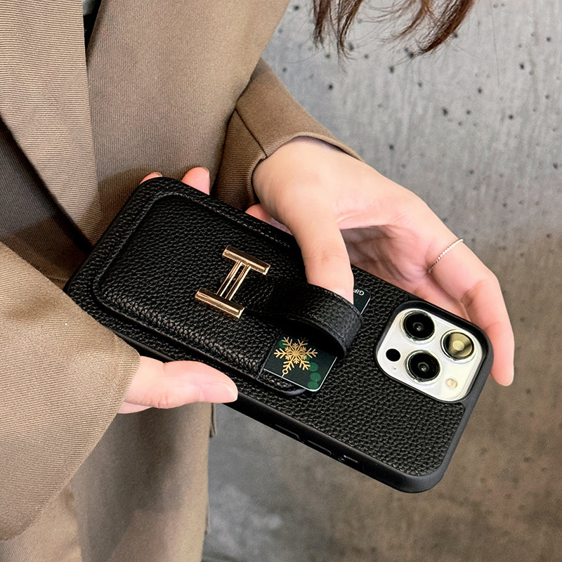 Étui pour iPhone en cuir avec porte-carte H