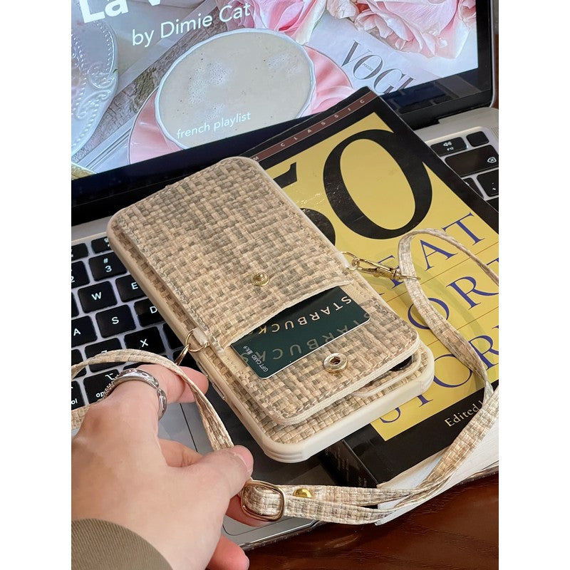 Custodia per iPhone a tracolla con borsa per carte di lusso