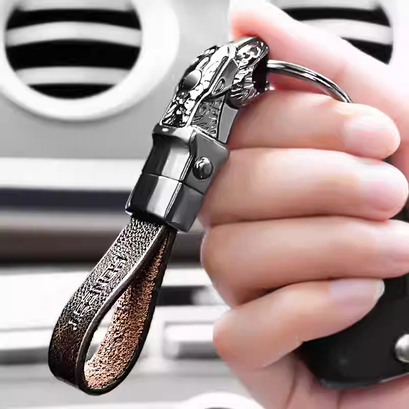 Porte-clés de voiture en cuir véritable – Porte-clés haut de gamme pour homme
