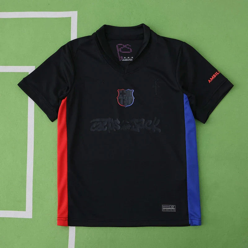 Equipación para niños de la temporada 24/25 de Travis Scott visitante del Barcelona