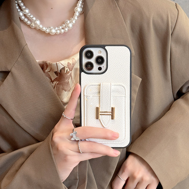Étui pour iPhone en cuir avec porte-carte H