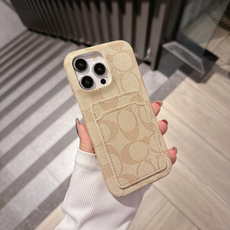 Étui classique pour iPhone avec porte-cartes blanc -JQB240330