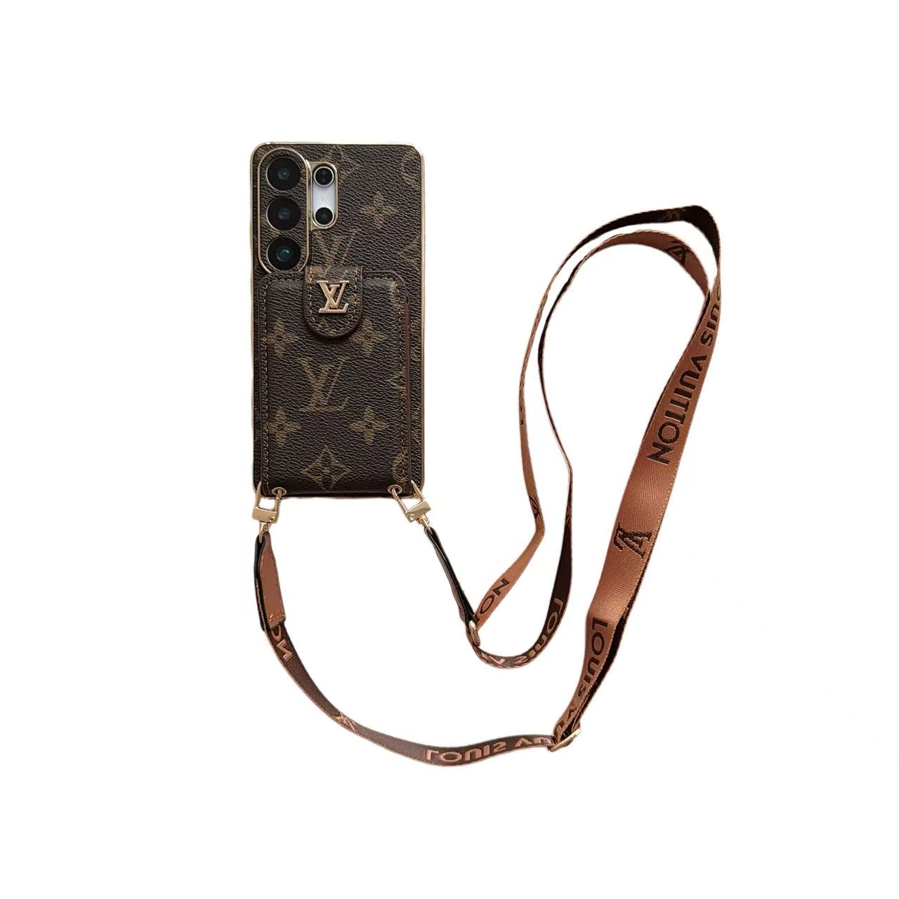 Ylellinen Monogram Crossbody puhelinkotelo korttitaskulla ja olkahihnalla