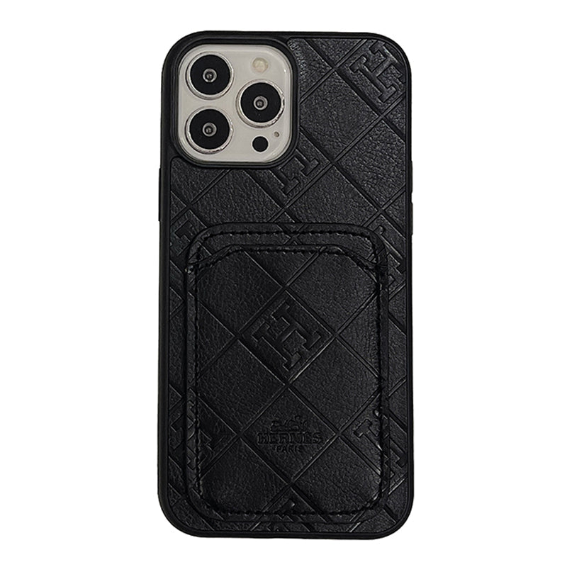 H iPhone-Hülle mit Kartenhalter aus Leder