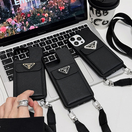 Ylellinen Crossbody nahkainen iPhone-kotelo