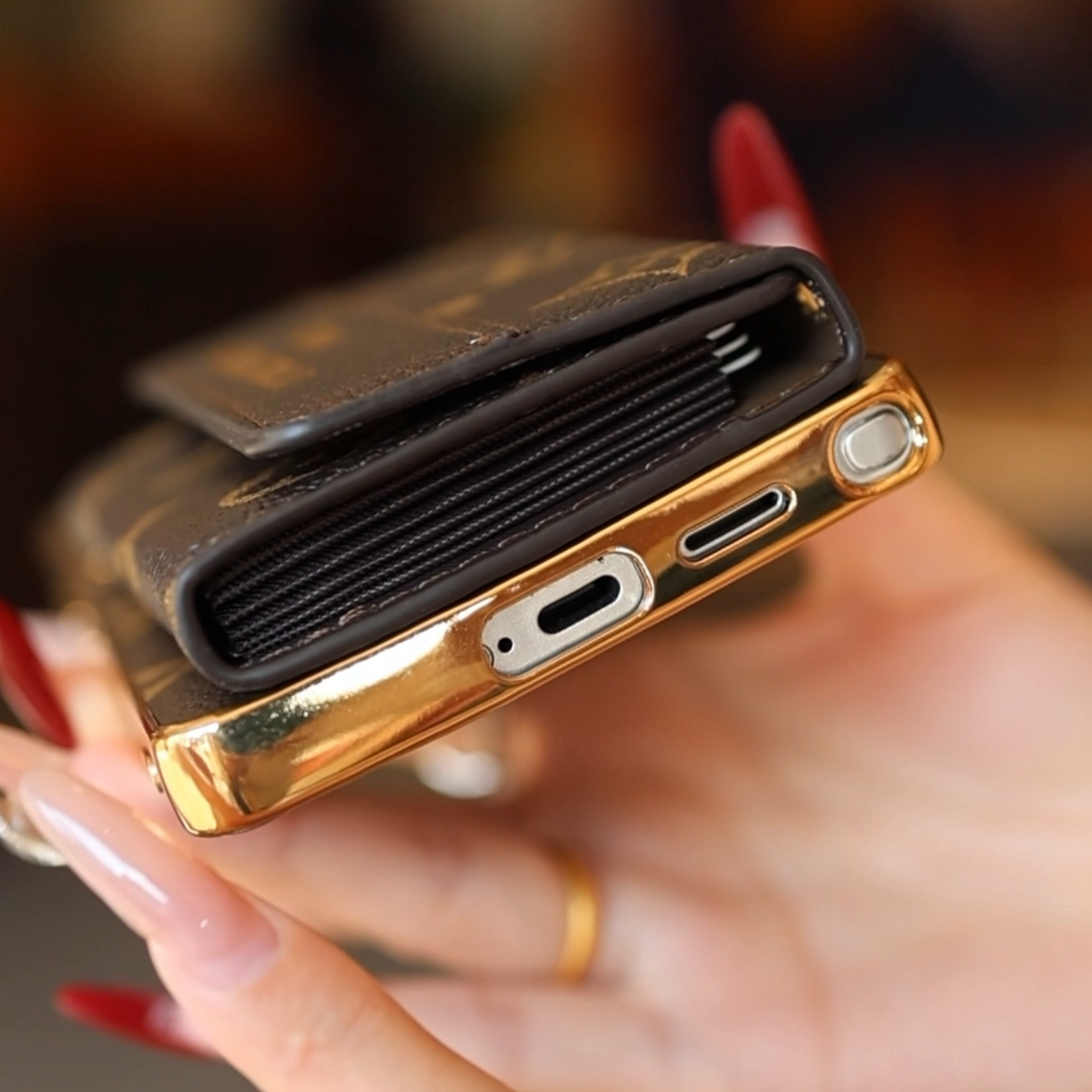 Étui Samsung en cuir de qualité supérieure avec porte-cartes & Dragonne