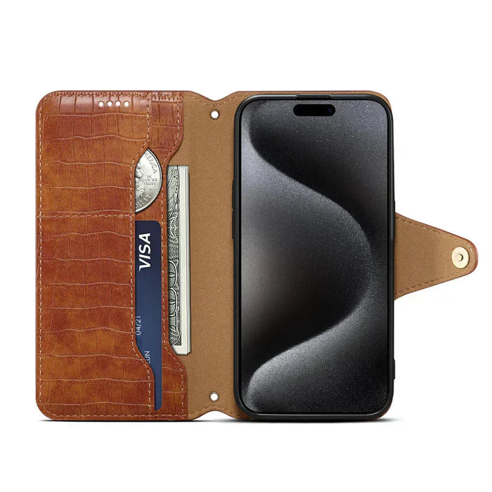 Pouzdro na iPhone s aligátorem a řemínkem