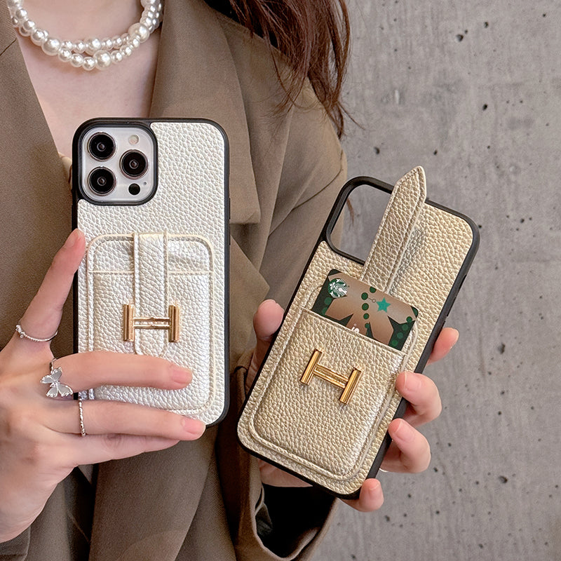 Étui pour iPhone en cuir avec porte-carte H