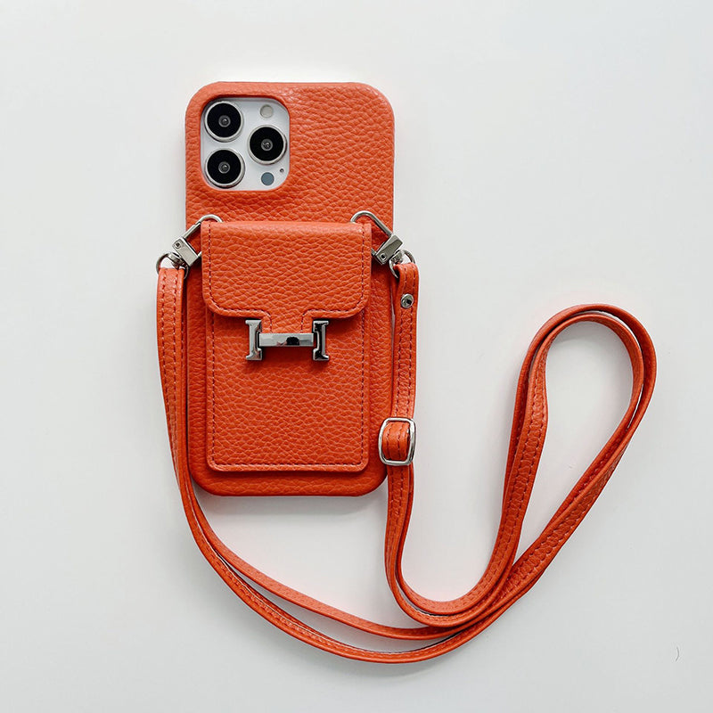 Custodia per iPhone con catena in pelle porta carte H