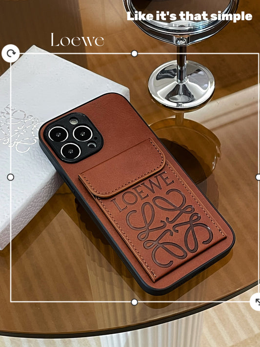 Luksuzni ovitek za iPhone z držalom za kartico, rjava-LZP241448