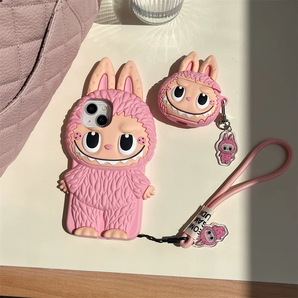 Söpö sarjakuva Labubu Zimomo silikonikotelo | Ruskea vaaleanpunainen - iPhone-kuori