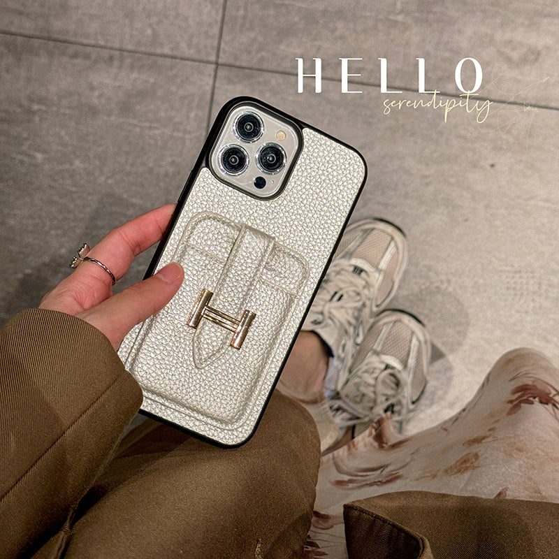 Étui pour iPhone en cuir avec porte-carte H