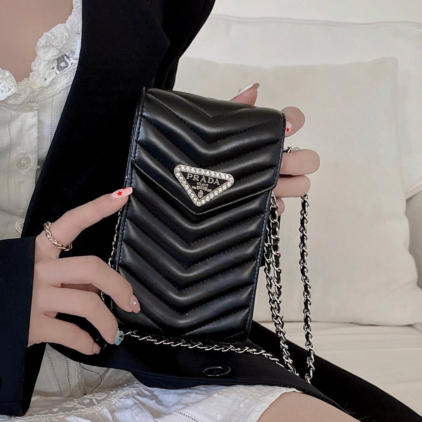 Crossbody telefonväska i läder