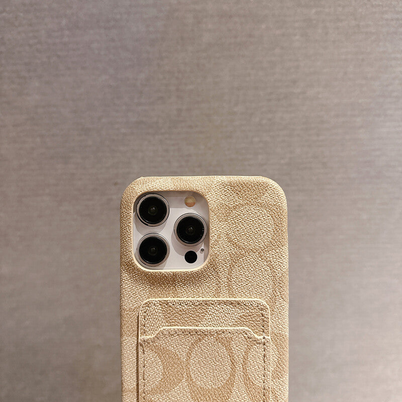 Étui classique pour iPhone avec porte-cartes blanc -JQB240330