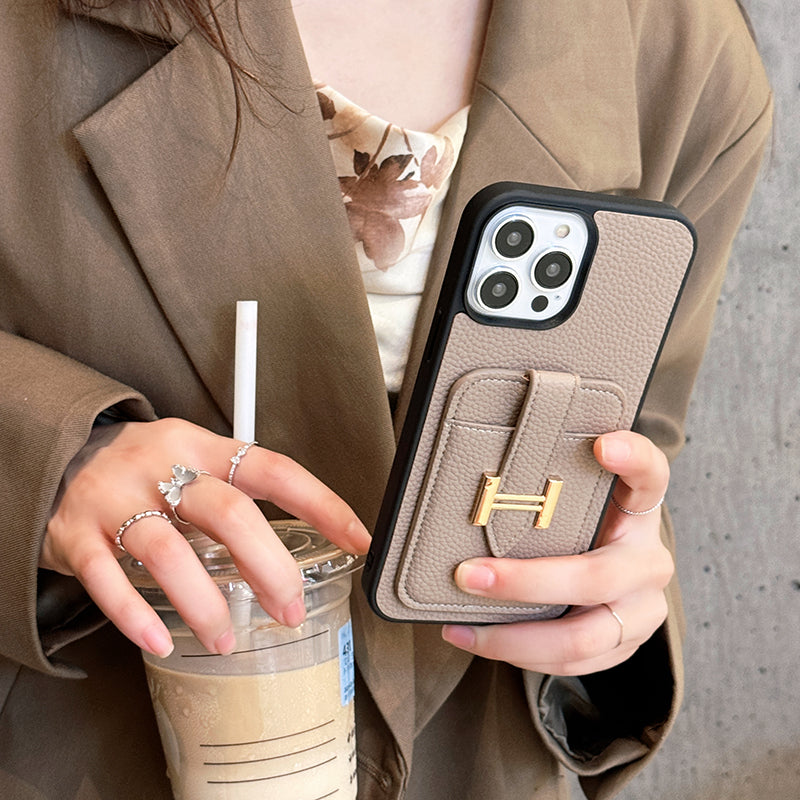 Étui pour iPhone en cuir avec porte-carte H