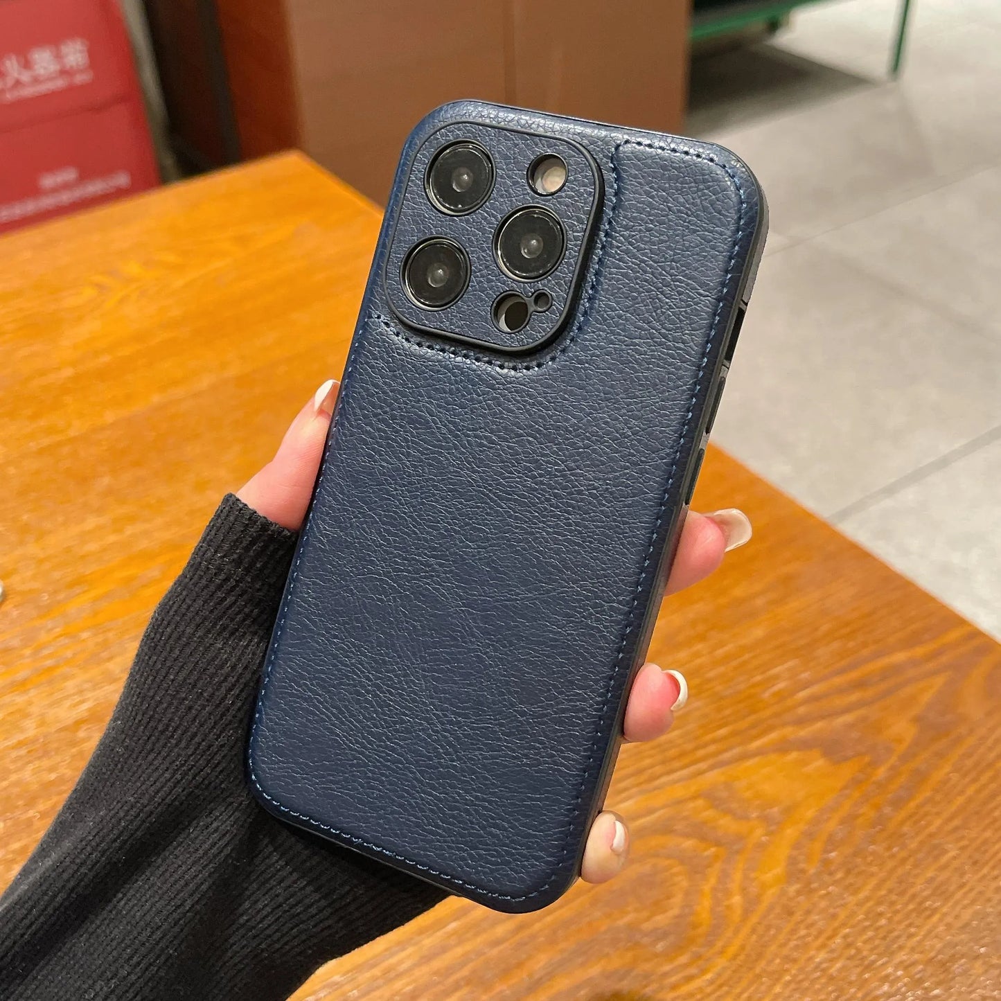 Capa de couro vintage premium para iPhone – capa protetora à prova de choque com toque suave