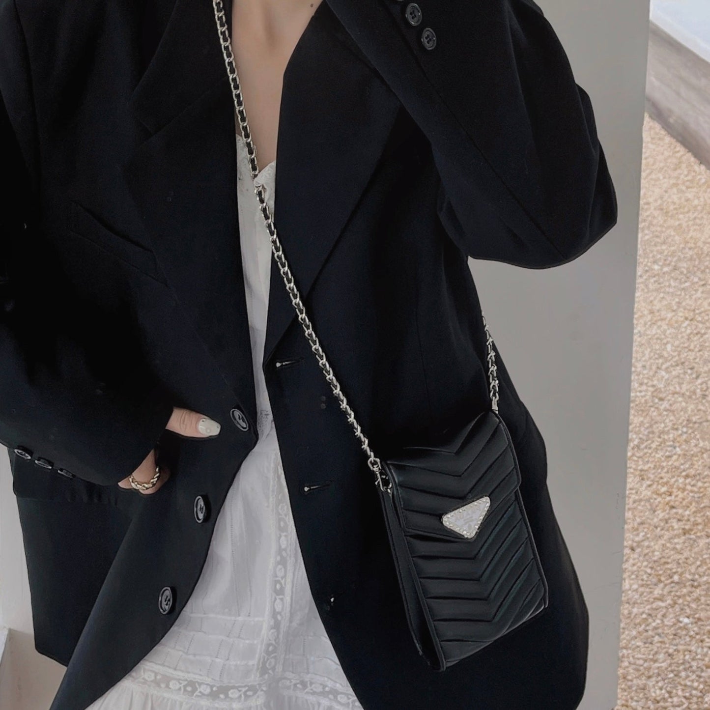 Crossbody telefonväska i läder